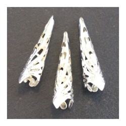 Perle cône filigrané argenté x6