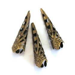 Perle cône filigrané bronze x6