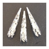 Perle cone filigrané argenté