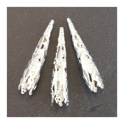 Perle cone filigrané argenté