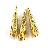 Perle cone filigrané doré