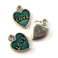 Breloque émaillée coeur love jade