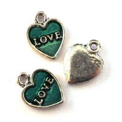 Breloque émaillée coeur love jade