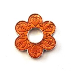 Perle anneau fleur émaillé orange
