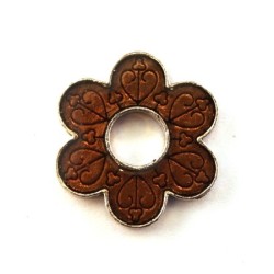 Perle anneau fleur émaillé orange