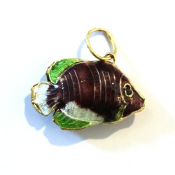 Pendentif cloisonné noir x1