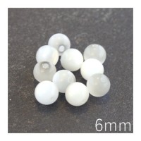 Perle oeil de chat 6mm blanc x10