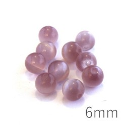 Perle oeil de chat 6mm mauve clair x10