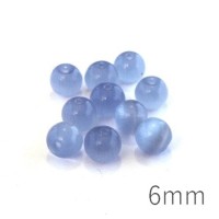 Perle oeil de chat 6mm bleuet x10