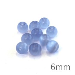Perle oeil de chat 6mm bleuet x10