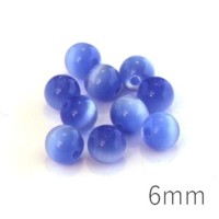 Perle oeil de chat 6mm bleu clair x10