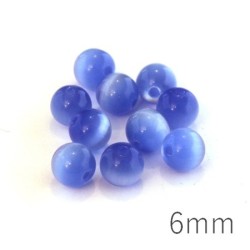 Perle oeil de chat 6mm bleu clair x10