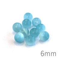 Perle oeil de chat 6mm turquoise clair x10
