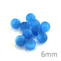 Perle oeil de chat 6mm bleu capri x10