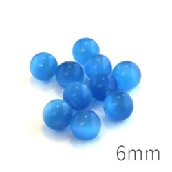 Perle oeil de chat 6mm bleu capri x10