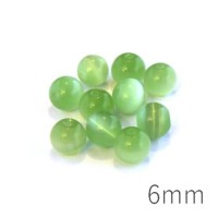Perle oeil de chat 6mm vert chrysolite x10