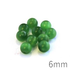 Perle oeil de chat 6mm vert x10