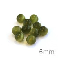 Perle oeil de chat 6mm vert kaki x10