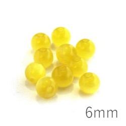 Perle oeil de chat 6mm jaune x10