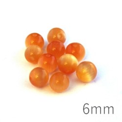 Perle oeil de chat 6mm tangerine x10