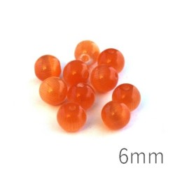 Perle oeil de chat 6mm orange x10