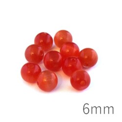 Perle oeil de chat 6mm orange foncé x10