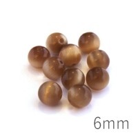 Perles oeil de chat 6mm caramel x10