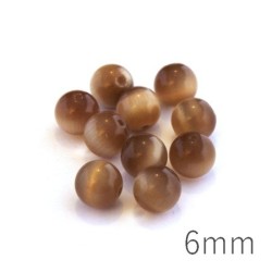 Perles oeil de chat 6mm caramel x10