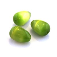 Perle goutte oeil de chat vert olivine