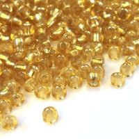 Perles de rocailles 4mm doré silver lined