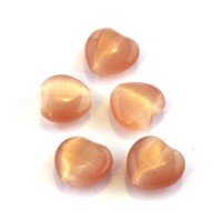 Perle oeil de chat coeur pêche x5
