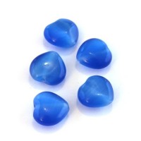 Perle oeil de chat coeur bleu capri x5