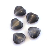 Perle oeil de chat coeur gris x5