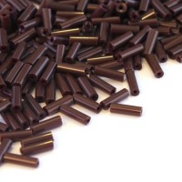 Perles rocailles tube marron opaque