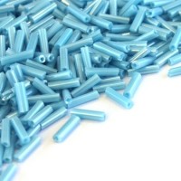 Perles rocailles tube aquamarine lustré