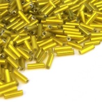 Perles rocailles bugle citrine silver lined