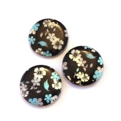 Perle en nacre imprimée noir