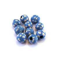 Perles fimo 6mm bleu x10