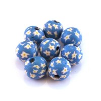 Perle fimo 10mm bleu clair x10