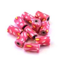 Perle fimo tube 10mm rose x10