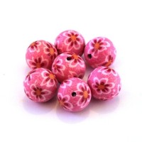 Perle fimo 12mm rose x10