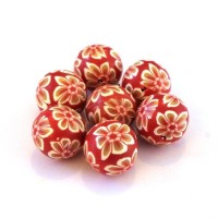 Perle fimo 12mm rouge orange x10