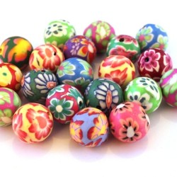 Perles en fimo 13mm assortiment x10