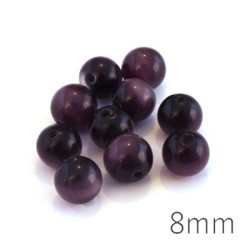 Perle oeil de chat 8mm violet x10