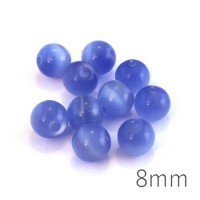 Perle oeil de chat 8mm bleu clair x10