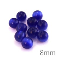 Perle oeil de chat 8mm bleu foncé x10