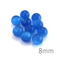 Perle oeil de chat 8mm bleu capri x10