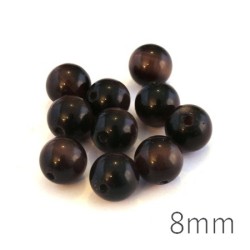 Perle oeil de chat 8mm marron chocolat x10