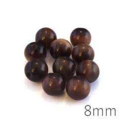 Perle oeil de chat 8mm marron x10