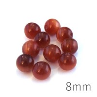 Perle oeil de chat 8mm orange brûlé x10